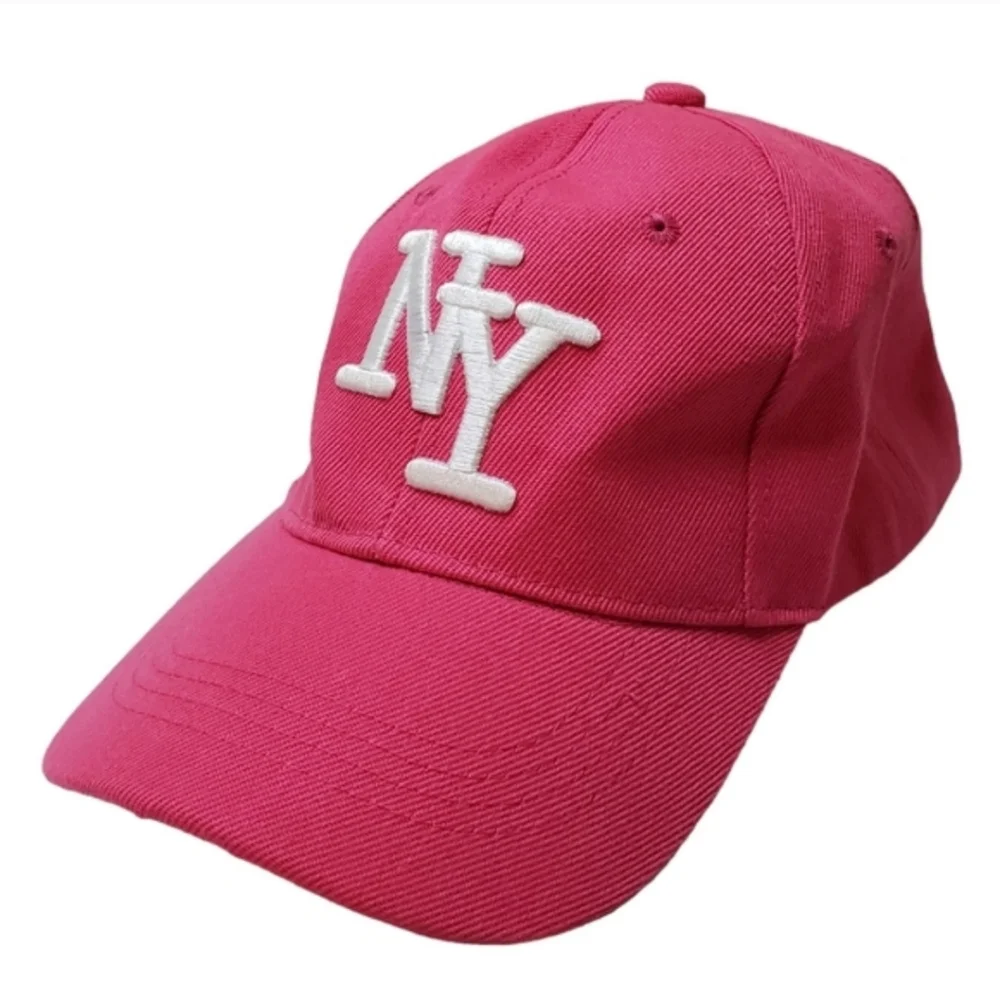NY Embroidered Hot Pink Baseball Cap - Adjustable Y2K Style